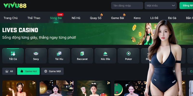 Sảnh live casino với thiết kế vô cùng đẹp mắt